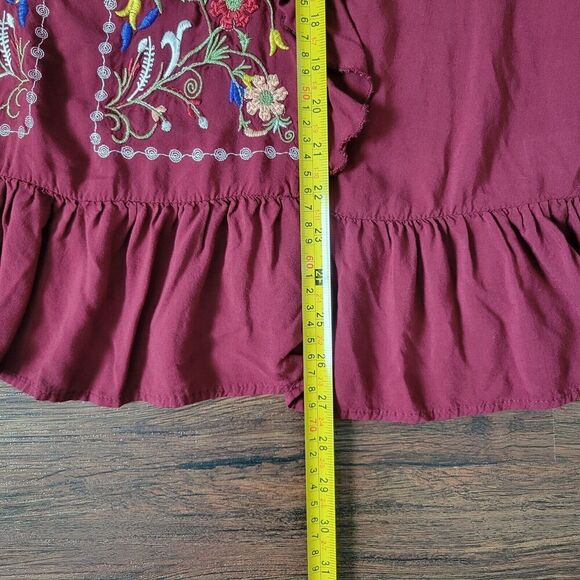 Grand & Green w/Love woman's boho embroidered top XL Rayon Floral Cottage - Picture 8 of 9